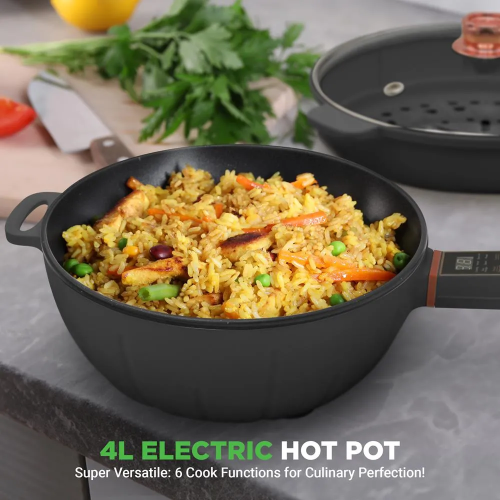 Nutrichef poêle électrique 4 L + steamer tactile