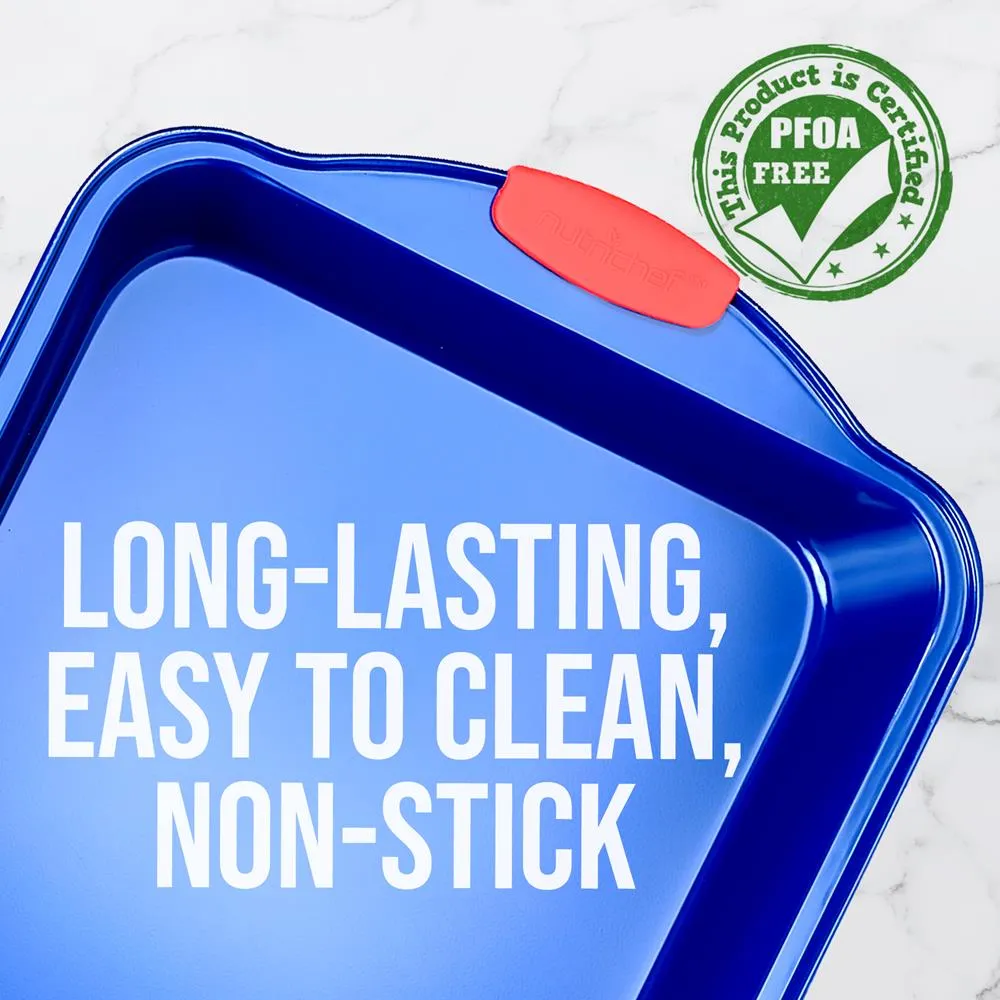 Nutrichef plaque cuisson antiadhésive bleue poignées silicone