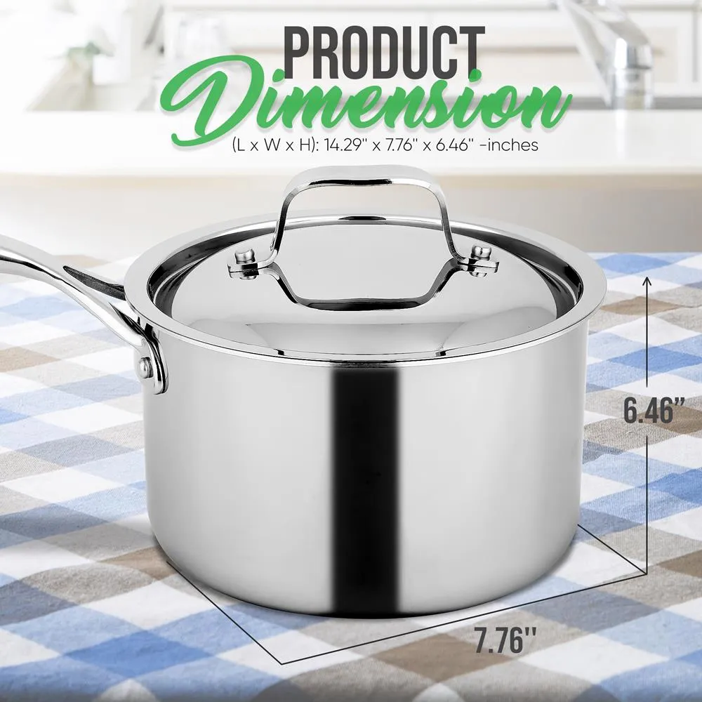 Nutrichef NCSSX45 casserole inox 3 QT avec couvercle
