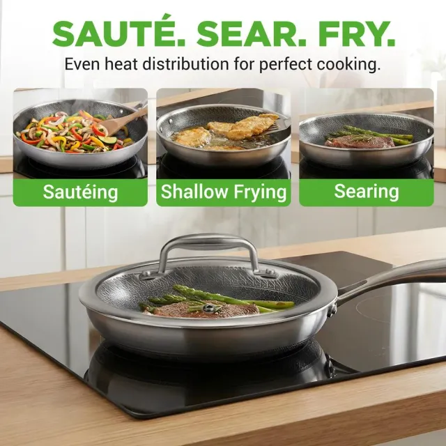 Nutrichef poêle 20 cm antiadhésive inox + couvercle