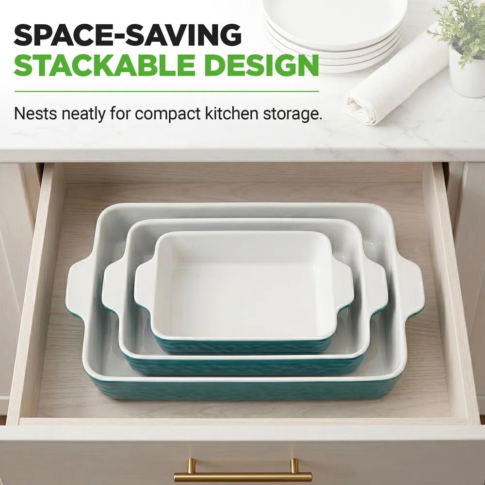 Nutrichef Lot 3 Plats Gratin Céramique Aqua Antiadhésifs