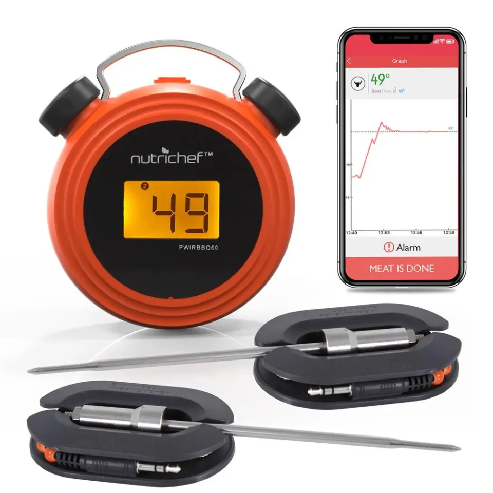 Nutrichef PWIRBBQ60 Thermomètre BBQ Bluetooth 2 Sondes