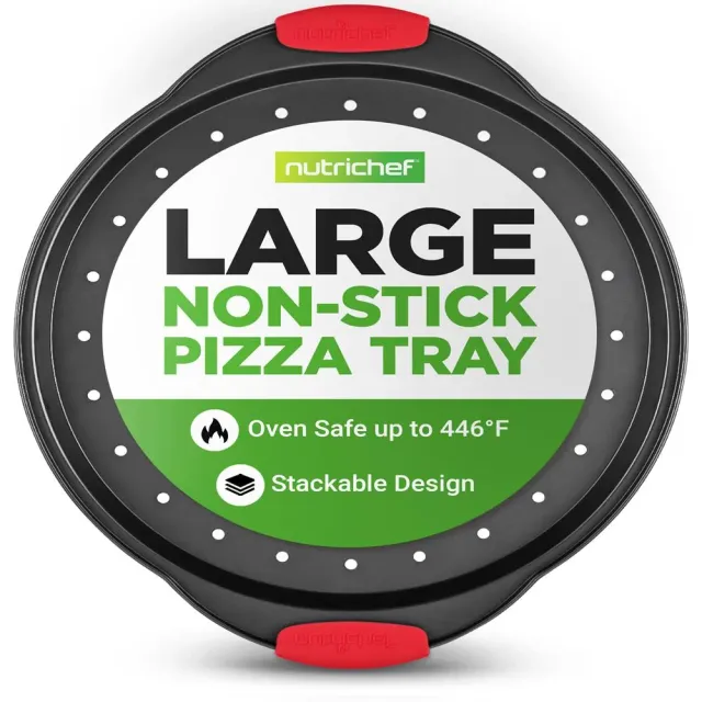 Nutrichef plaque pizza perforée antiadhésive 33 cm grise