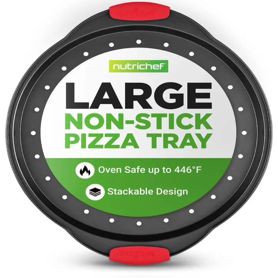 Nutrichef plaque pizza perforée antiadhésive 33 cm grise