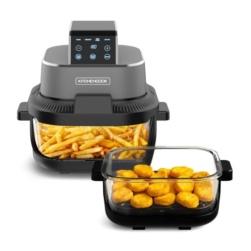 Kitchencook Crispx friteuse à air verre 4L+1,5L panoramique