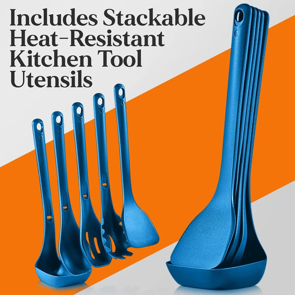 Nutrichef batterie de cuisine 17 pièces bleue induction