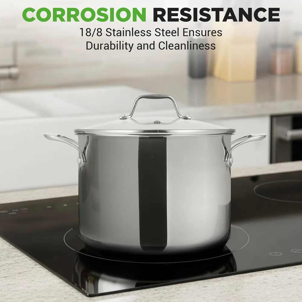 Nutrichef NCSP8 faitout inox 8 L couvercle verre