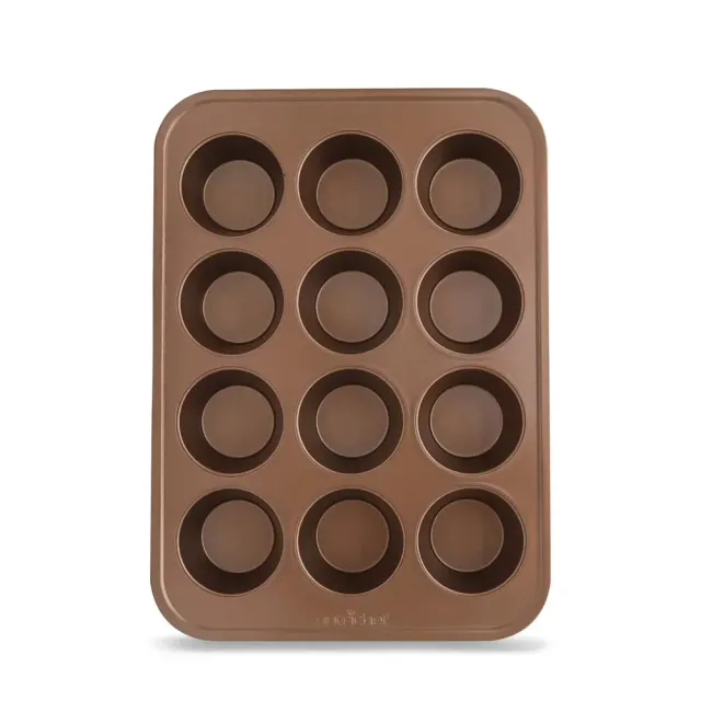 Nutrichef moule à muffins acier carbone antiadhésif doré