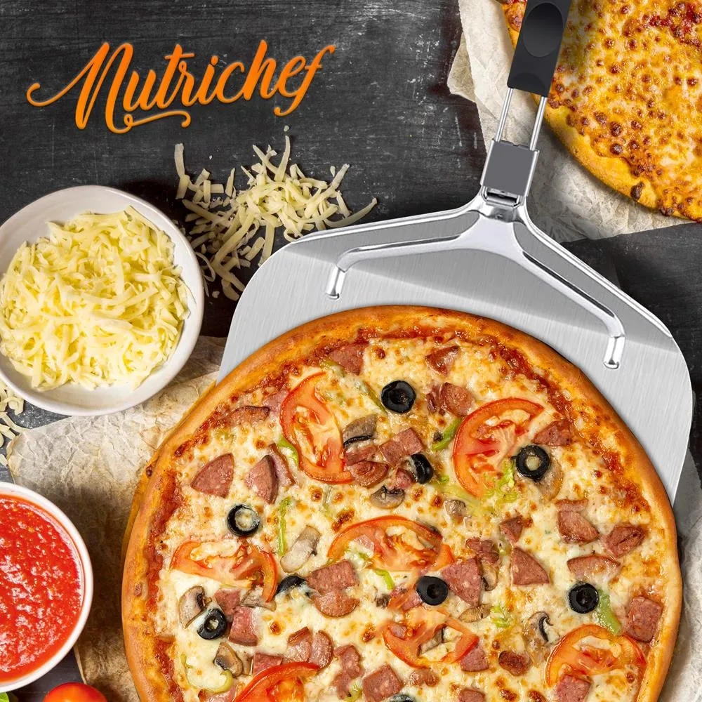Nutrichef NCPIZOVN pelle à pizza alu pliable 63 cm