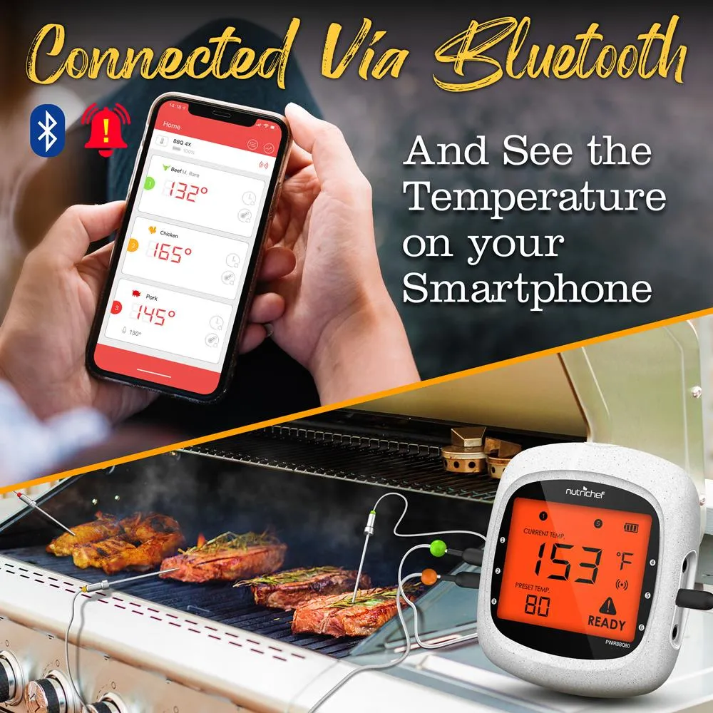 Nutrichef PWIRBBQ80 thermomètre viande Bluetooth 6 sondes