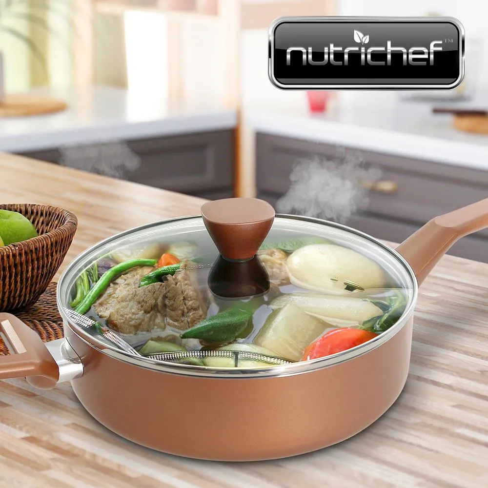 Nutrichef NCCWA13 faitout antiadhésif 3 Qt avec couvercle