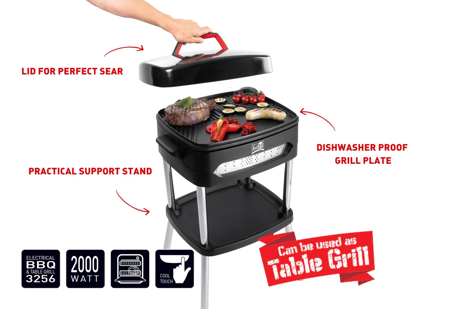 Fritel BBQ 3256 barbecue électrique 40x36 cm 2000 W