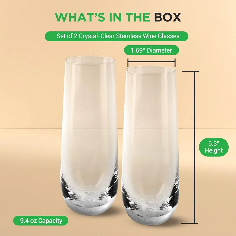 Nutrichef flûtes champagne sans pied cristal lot 2