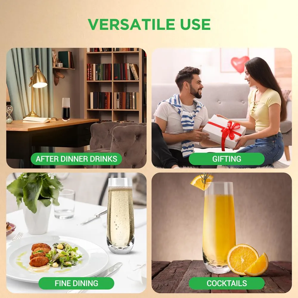 Nutrichef flûtes champagne sans pied cristal lot 2