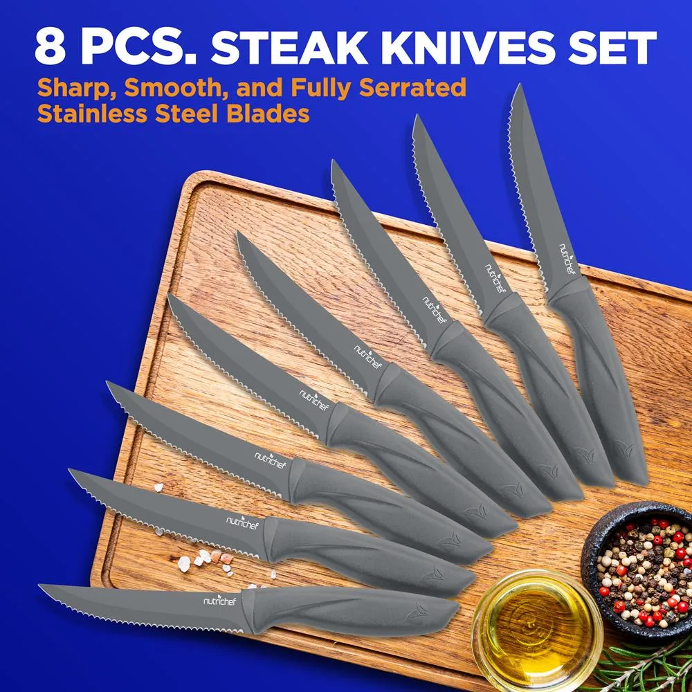 Nutrichef Set 8 Couteaux Steak Inox Lames Crantées