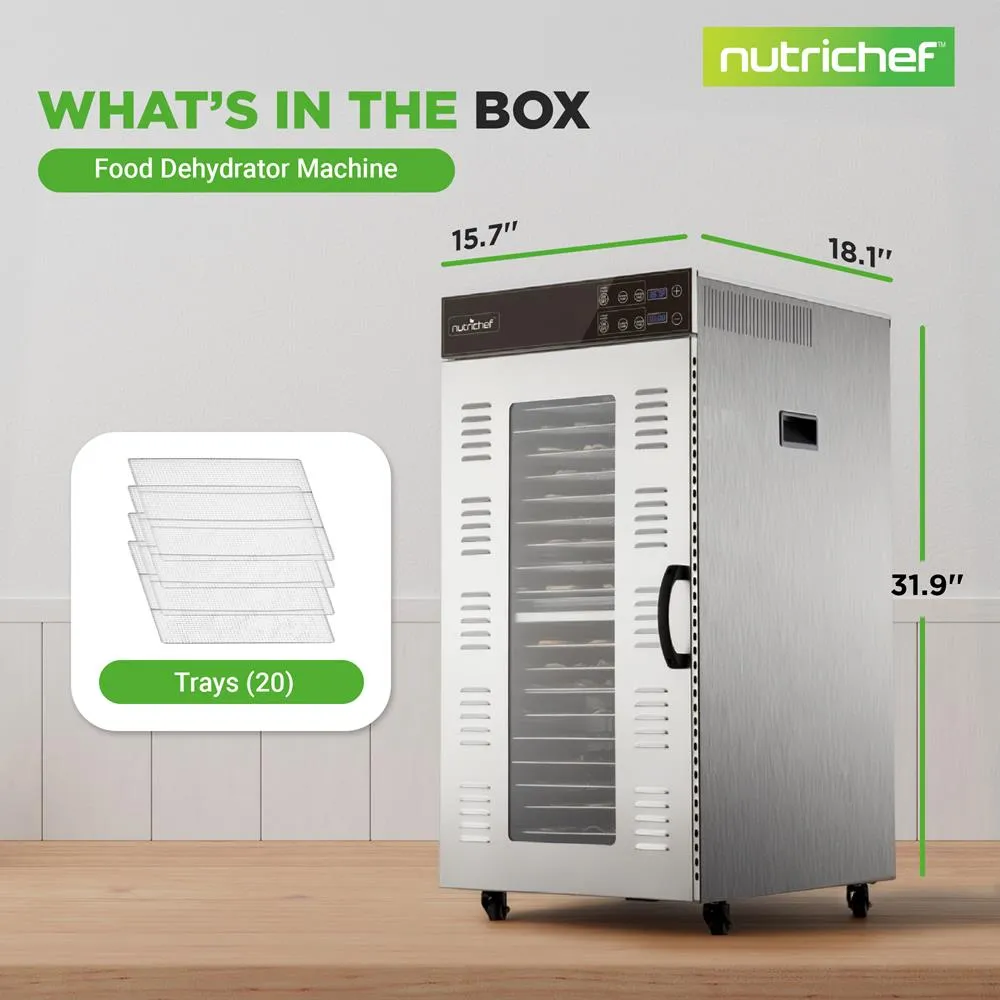 Nutrichef déshydrateur alimentaire inox 20 plateaux 900W