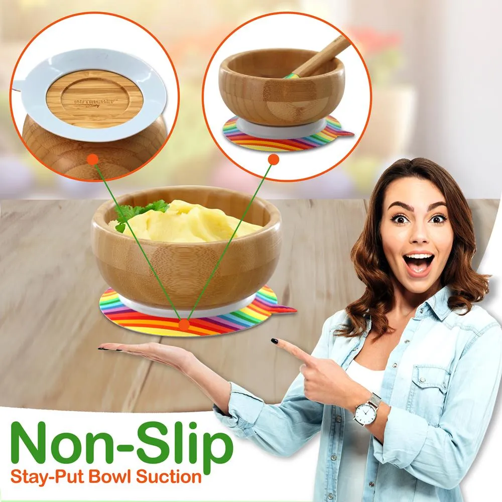 Nutrichef Bol Bébé Bambou Ventouse Arc-en-ciel + Cuillère