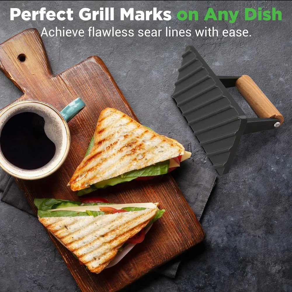 Nutrichef presse grill fonte manche hêtre viande
