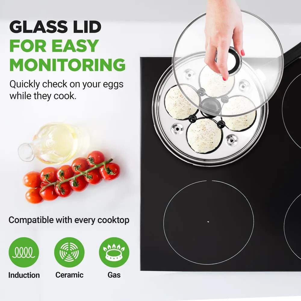 Nutrichef Pocheuse à Œufs Inox 4 Coupelles Minuteur