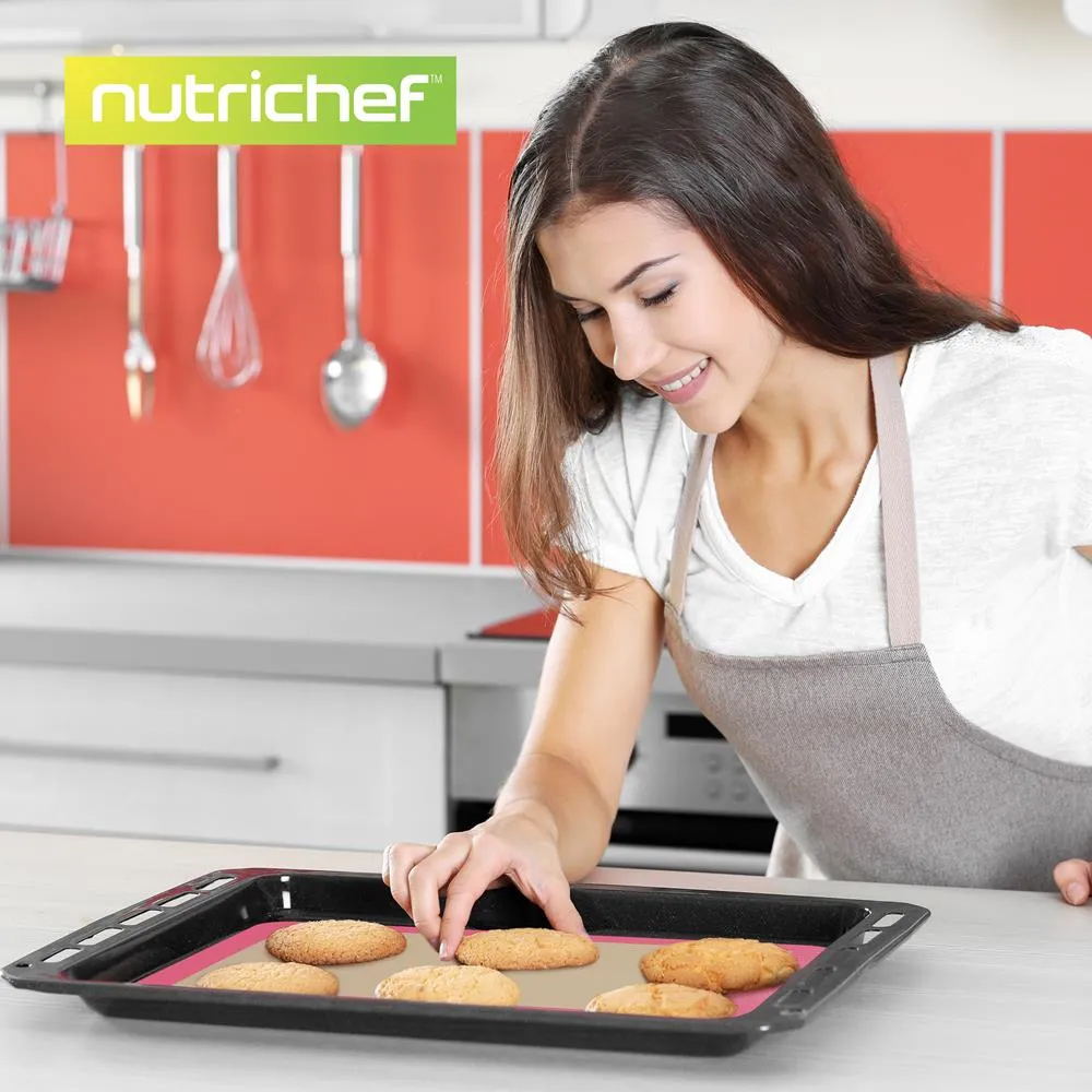 Nutrichef tapis cuisson silicone rose lot 2 grand