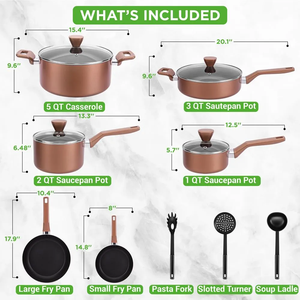 Nutrichef Batterie Cuisine 13 Pièces Marron