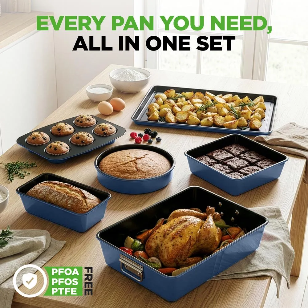 Nutrichef Set Moules Pâtisserie Antiadhésifs 8 Pièces Bleu