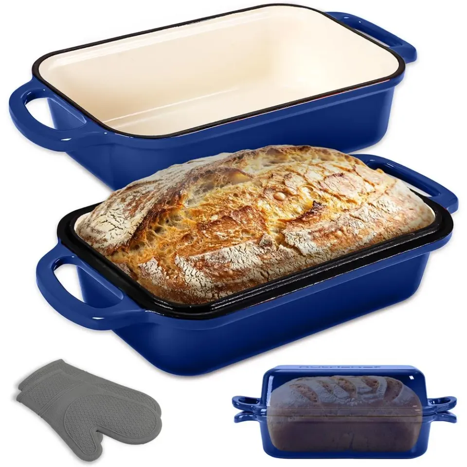 Nutrichef moule pain fonte émaillée 2,56 L bleue