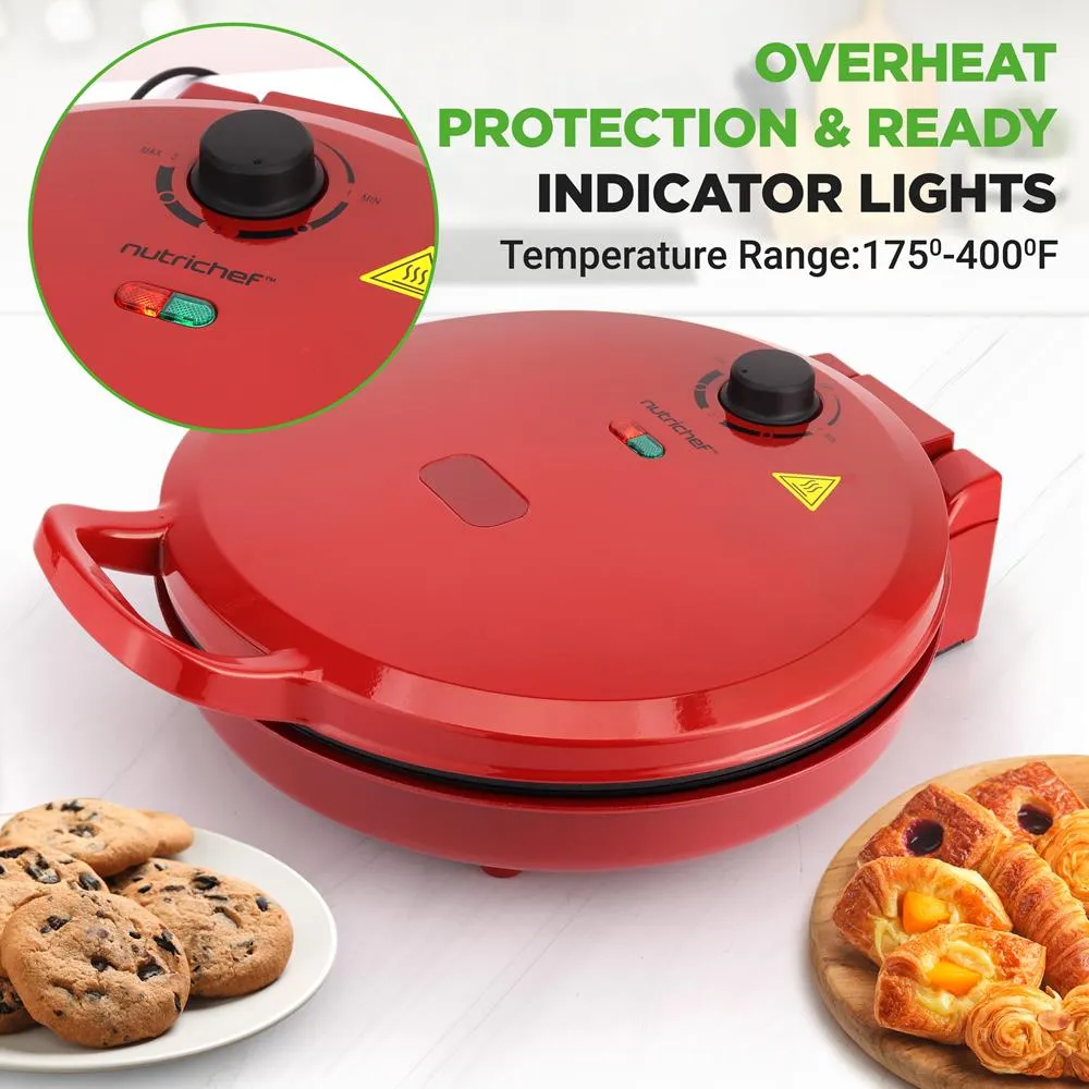Nutrichef Four Pizza Électrique 12" Rouge 1500W
