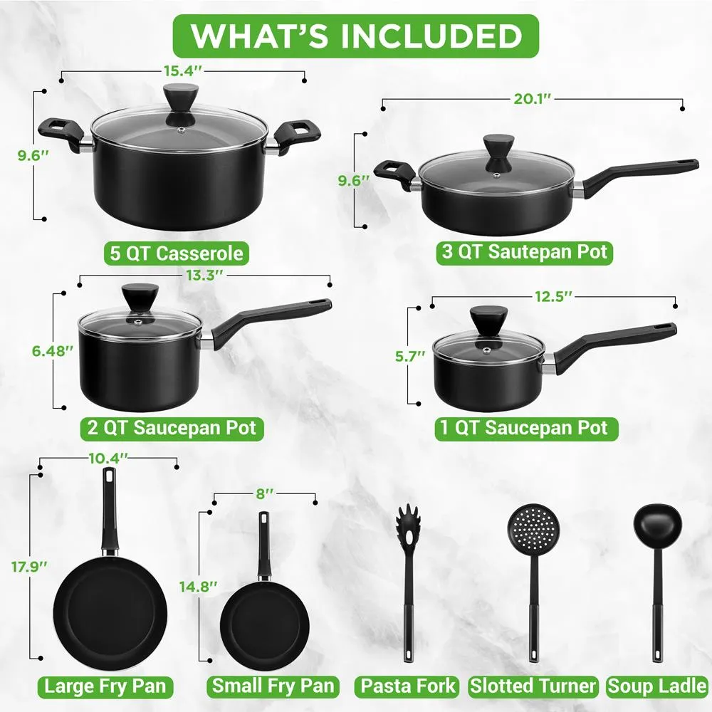 Nutrichef batterie cuisine antiadhésive 13 pièces verre