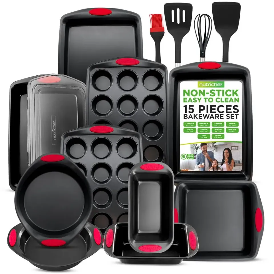 Nutrichef Kitchen Oven Baking Pans set pâtisserie 15 pcs