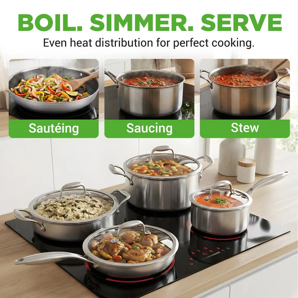 Nutrichef NC3PLY8Z batterie cuisine inox triply 8 pièces