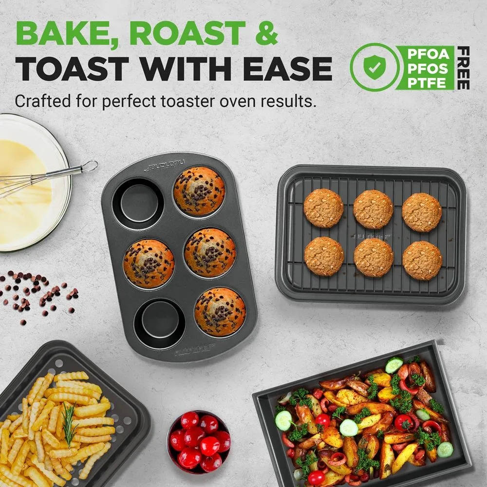 Nutrichef set pâtisserie 6 pièces acier carbone gris four