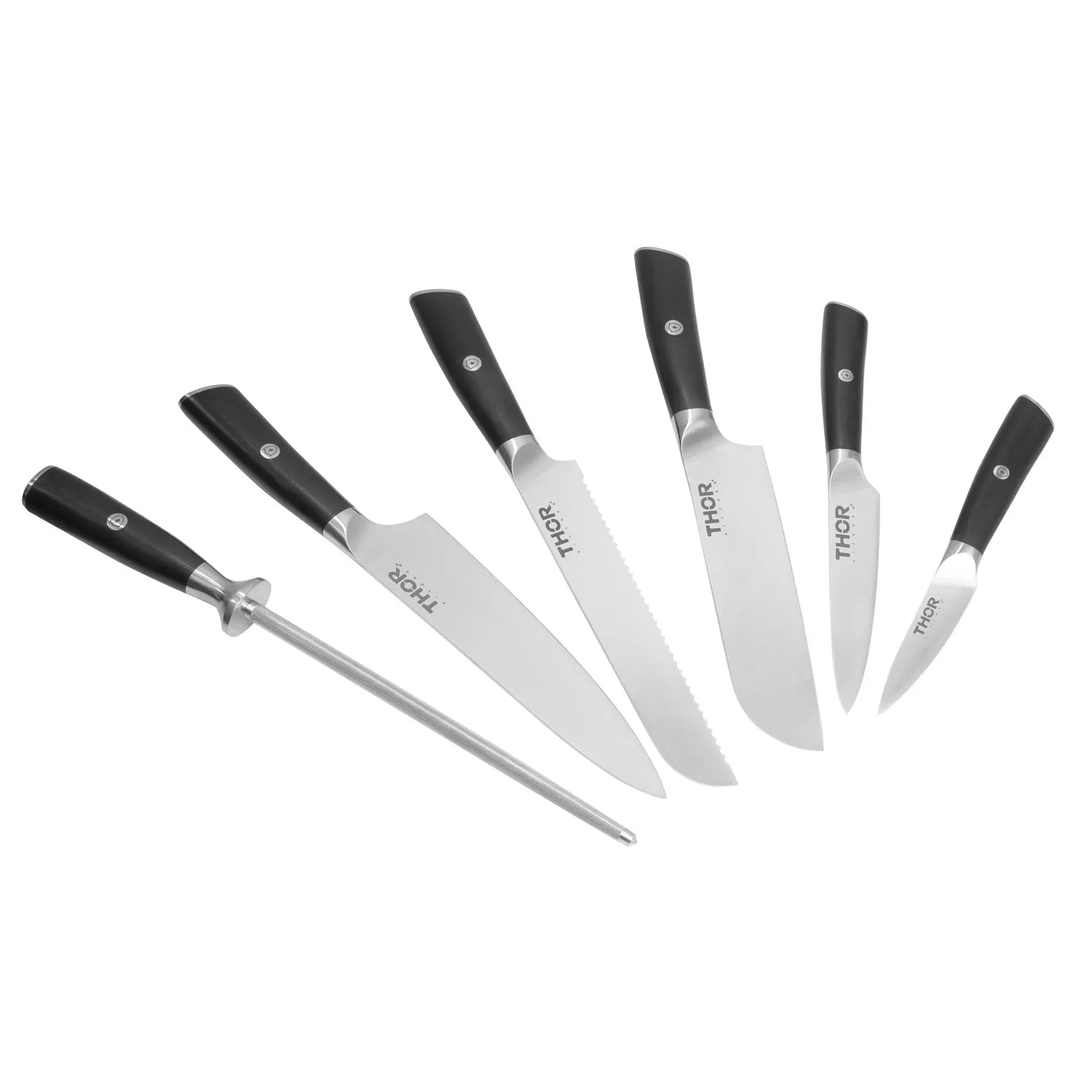 Thor set couteaux cuisine 7 pièces bloc bois allemand