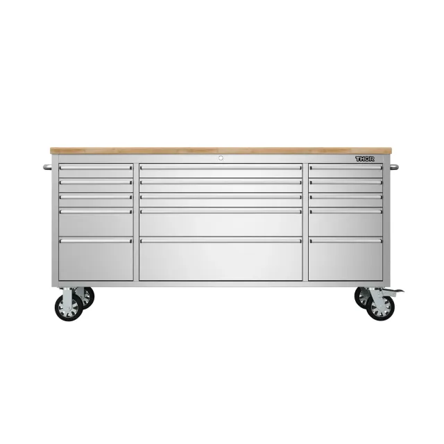 Thor 72 pouces établi mobile inox 15 tiroirs