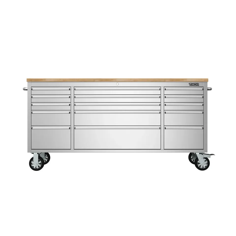 Thor 72 pouces établi mobile inox 15 tiroirs
