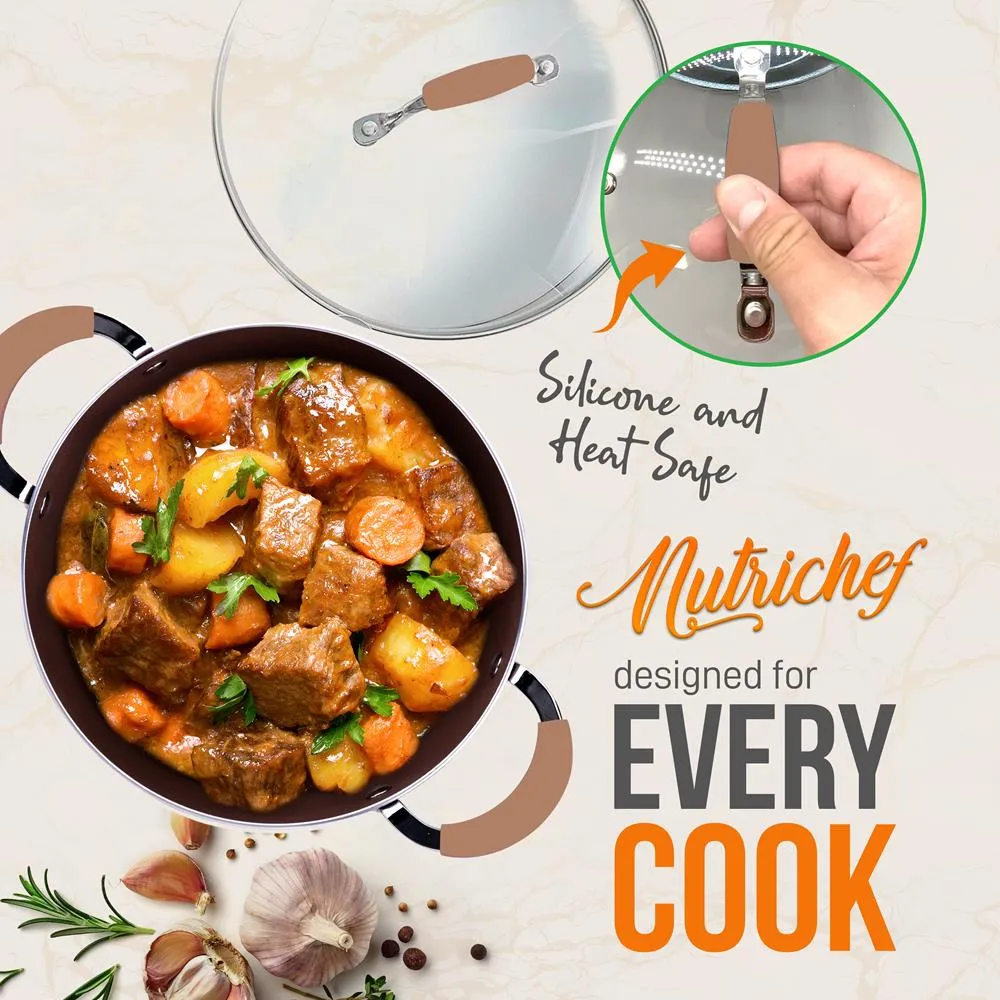 Nutrichef cocotte 5 Qt antiadhésive couvercle verre induction