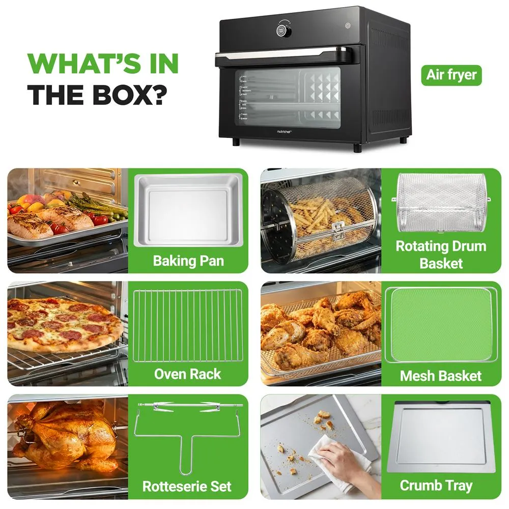 Nutrichef four air fryer combiné 32 QT 20 programmes rôtisserie