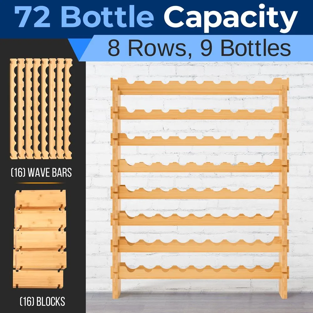 Nutrichef casier à vin bambou 72 bouteilles modulable