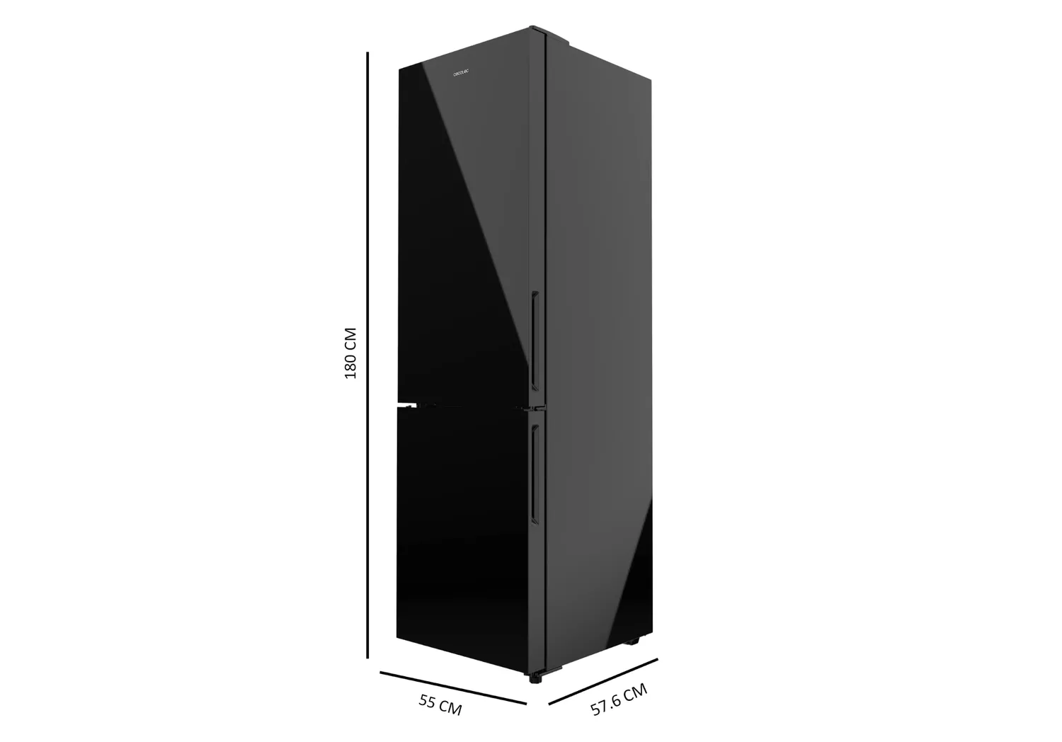 Cecotec Bolero CoolMarket Combi 250 Black Glass E réfrigérateur combiné No Frost