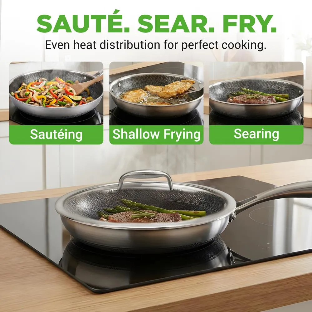 Nutrichef NC3PL10 poêle 25 cm inox avec couvercle