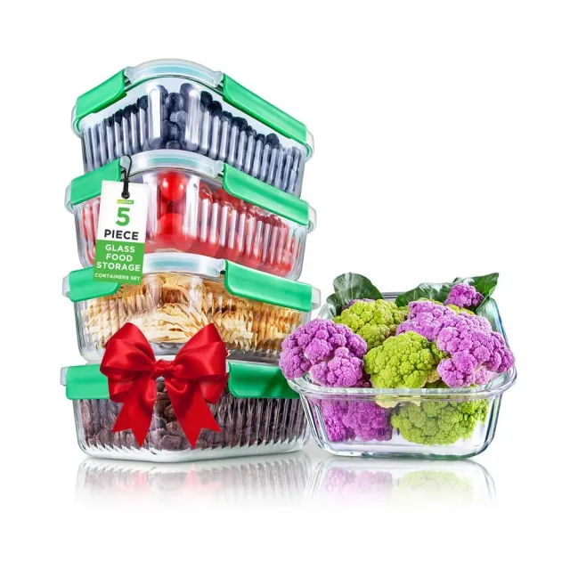 Nutrichef Boîtes verre 5x1060ml hermétiques four congélateur
