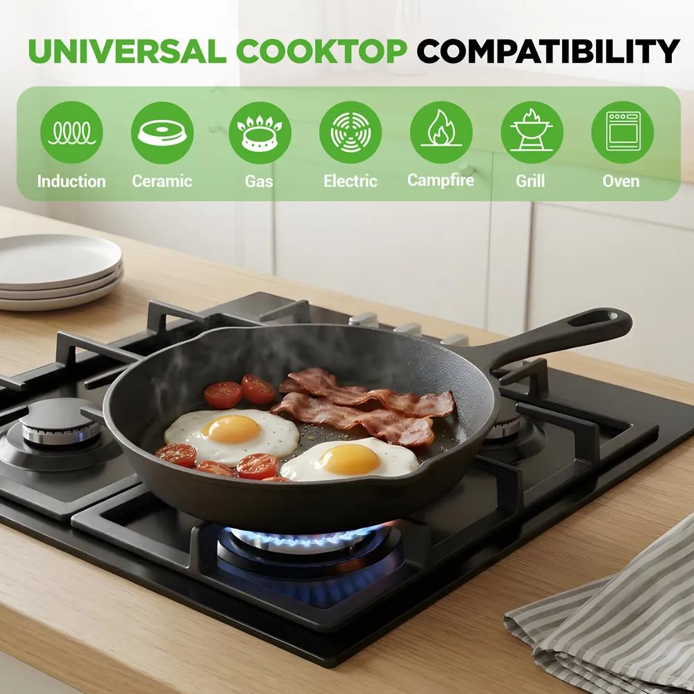 Nutrichef set 3 poêles fonte 15/20/25 cm pré-culottées