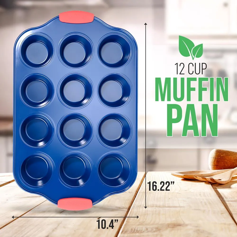 Nutrichef moule 12 muffins bleu antiadhésif silicone