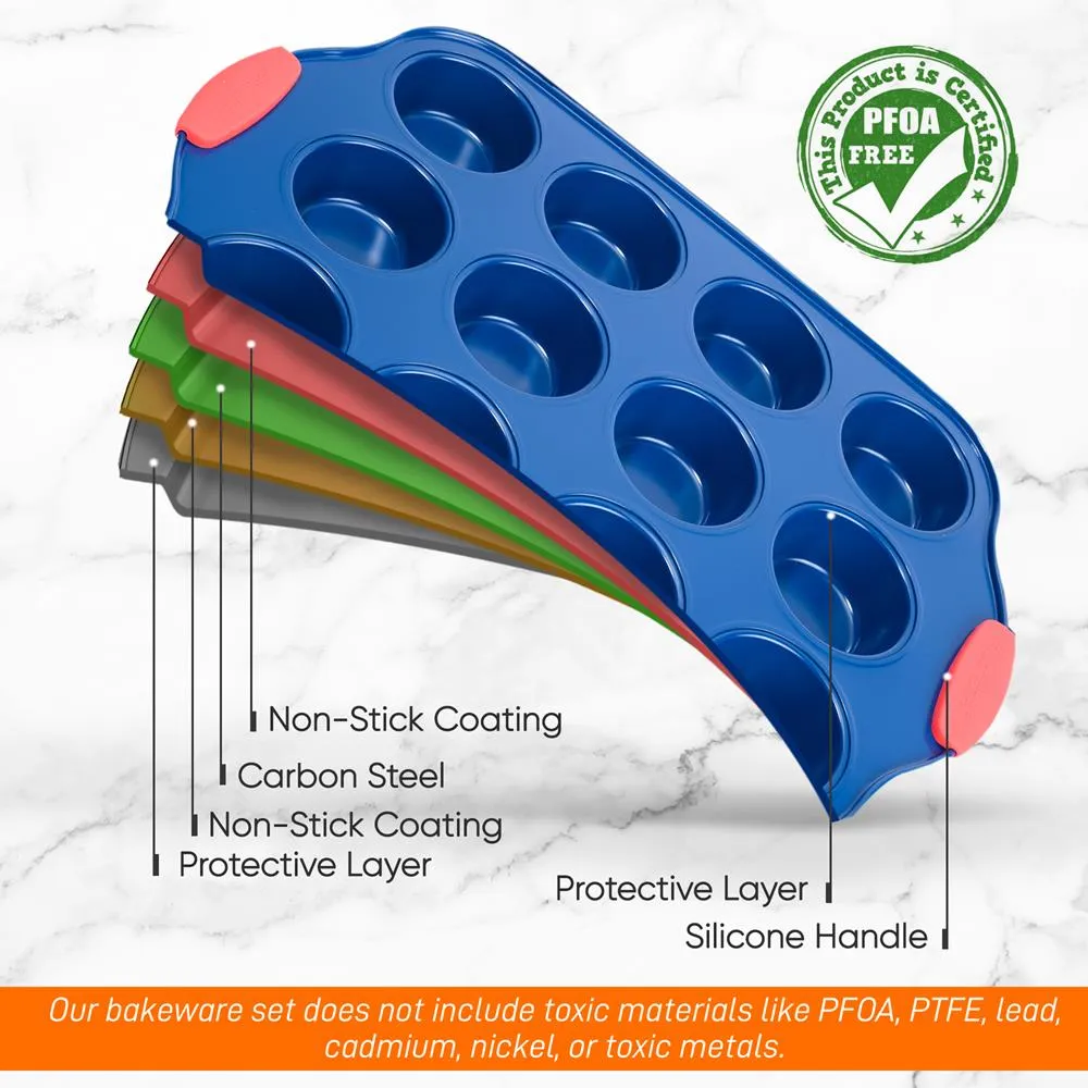 Nutrichef moule 12 muffins bleu antiadhésif silicone