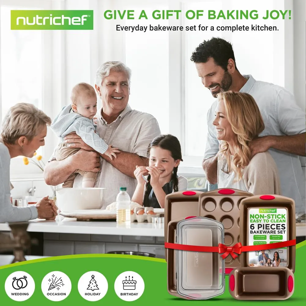 Nutrichef NCRRL6GLD Set 6 Moules Pâtisserie Doré Antiadhésif