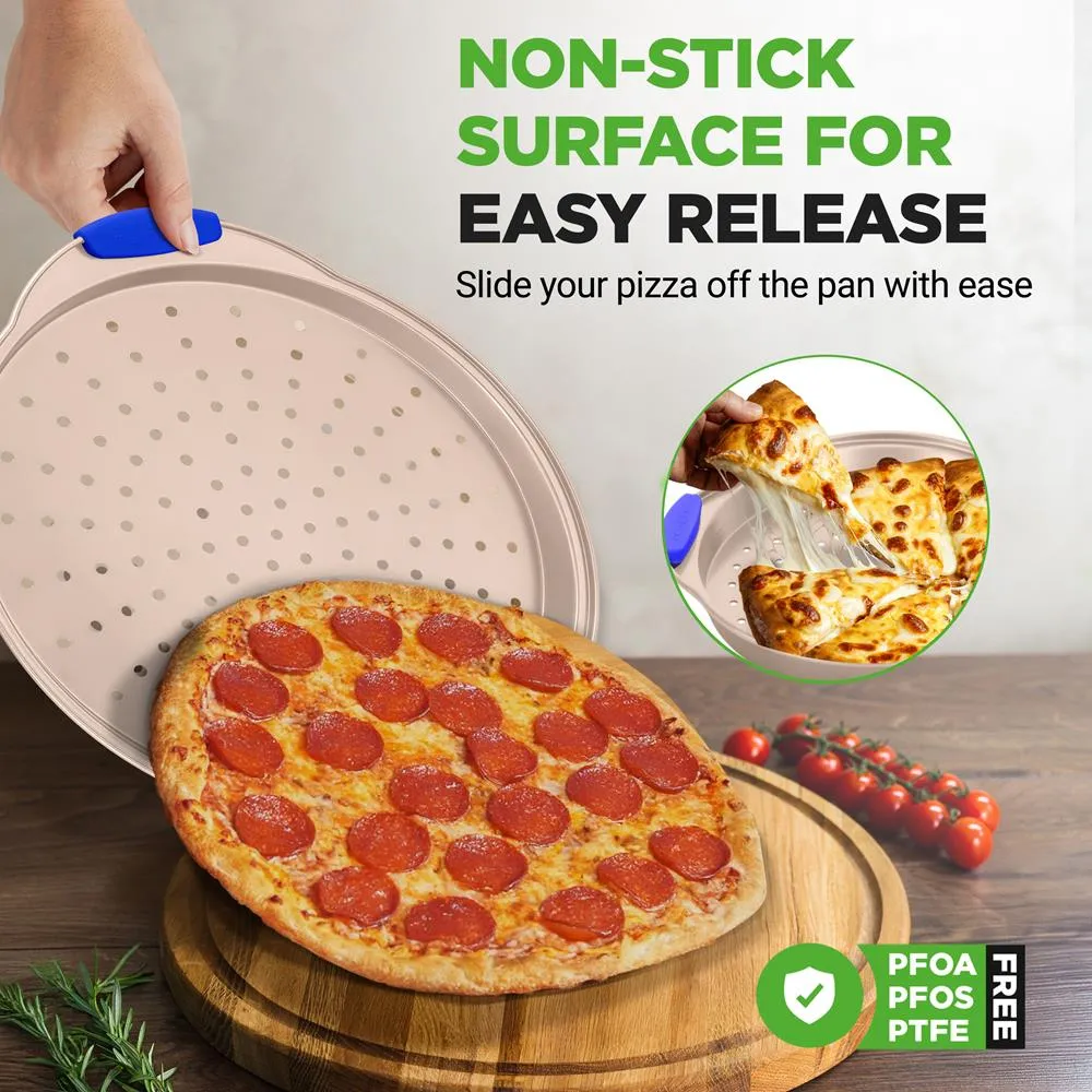 Nutrichef plaque pizza 33 cm acier doré antiadhésive