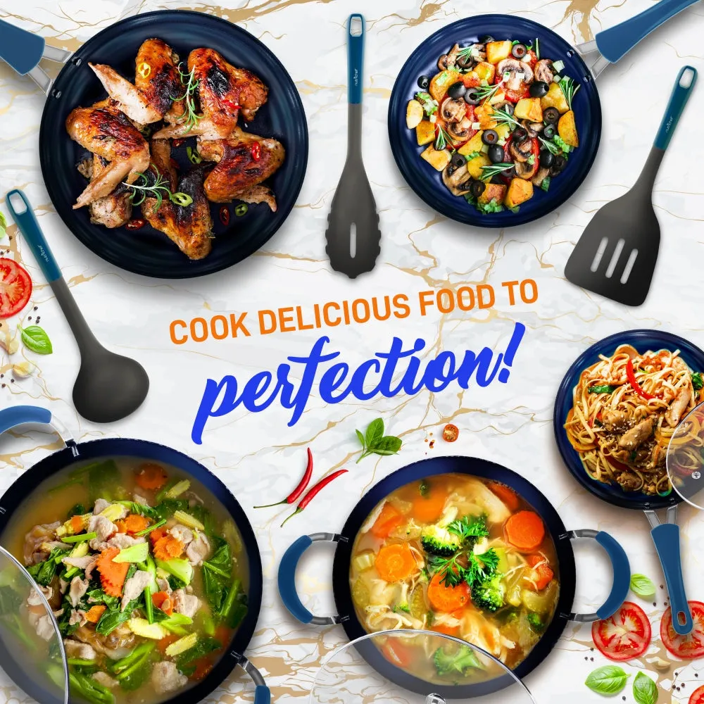 Nutrichef batterie de cuisine 11 pièces bleue céramique induction