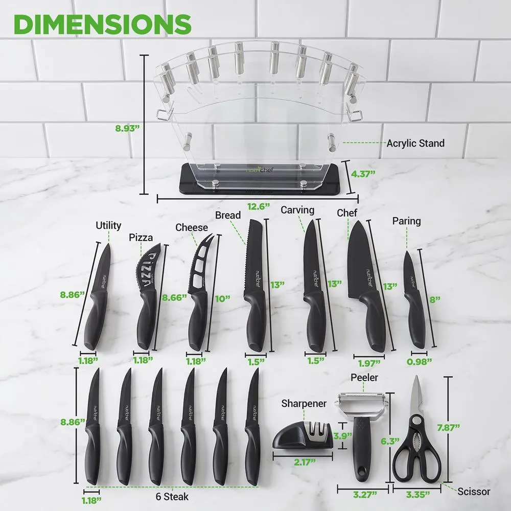 Nutrichef set 17 couteaux inox avec support acrylique