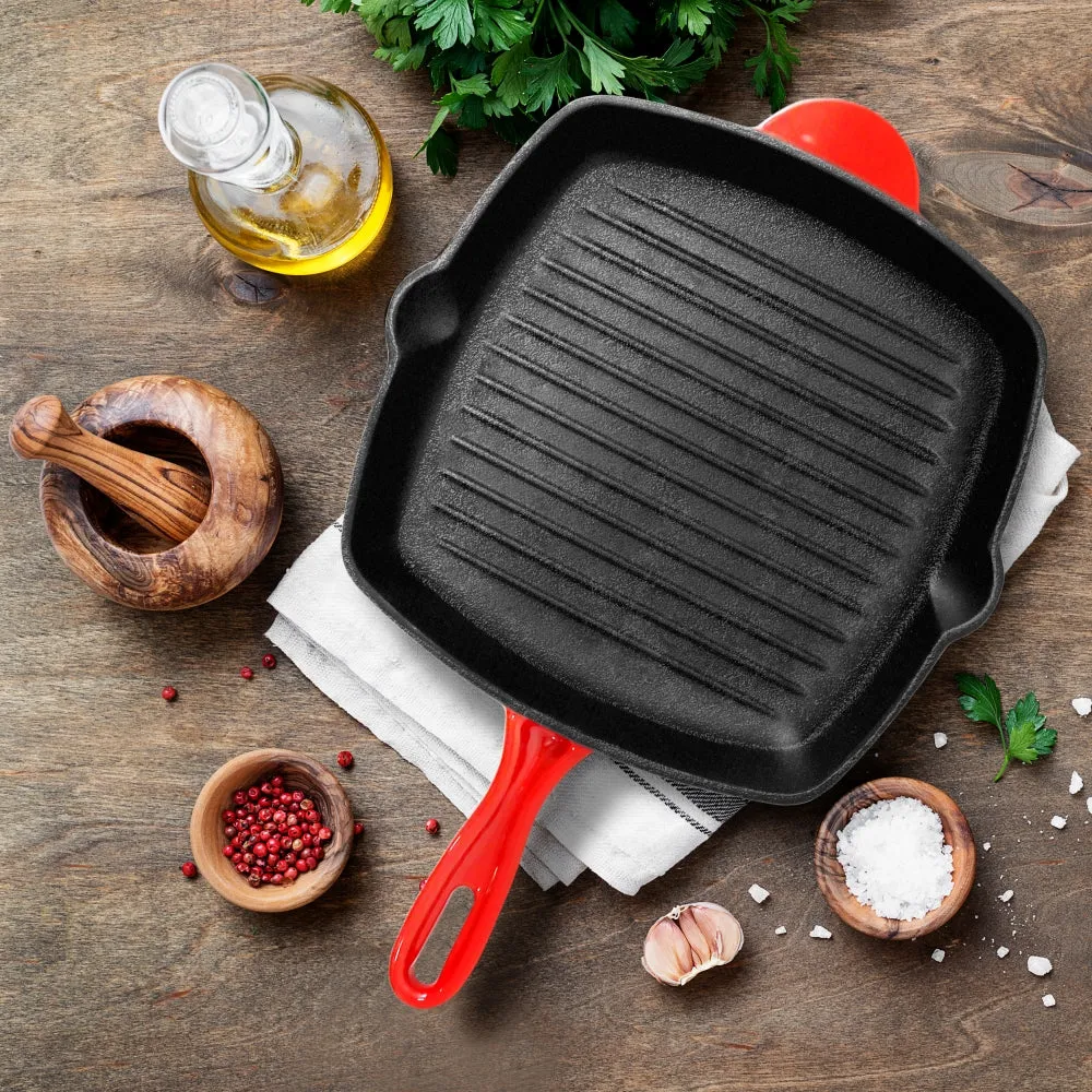 Nutrichef poêle grill fonte 28 cm émail rainurée