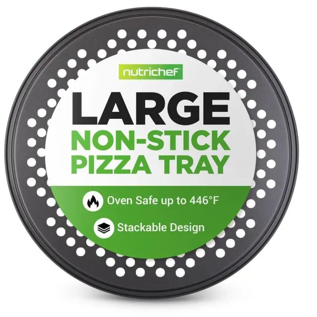 Nutrichef plaque à pizza acier 12,8 pouces grise